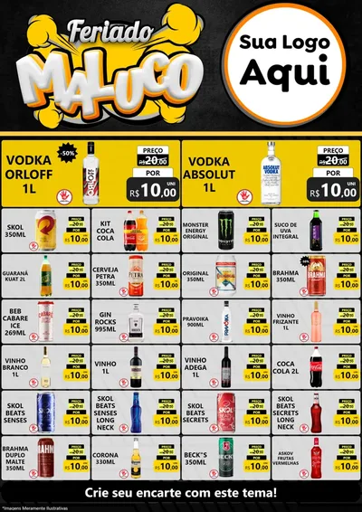 Modelo de Encarte para Encarte A4 Vertical com o tema Feriado Maluco para Distribuidora de bebidas