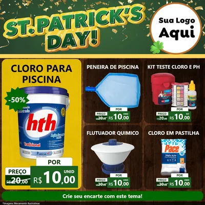 Modelo de Rede Social para Feed Facebook com o tema St Patriks Day para Produtos para Piscina