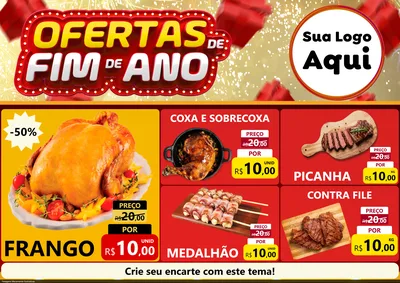 Modelo de Encarte para Encarte A4 Horizontal com o tema Ofertas de Fim de Ano para Assados