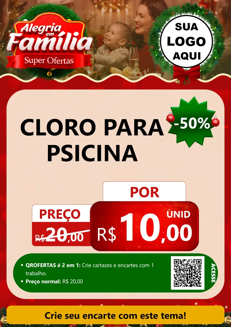 Modelo de Cartaz para Cartaz A4 Vertical com o tema Alegria Em Família - Super Ofertas para Produtos para Piscina