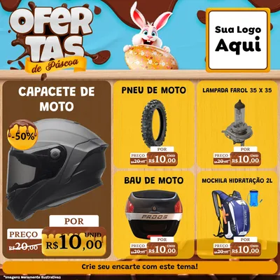 Modelo de Rede Social para Feed Facebook com o tema Ofertas de Páscoa para Moto peças