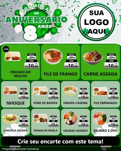 Modelo de Rede Social para Feed Instagram com o tema Promoção de Aniversário - 8 Anos para Restaurante