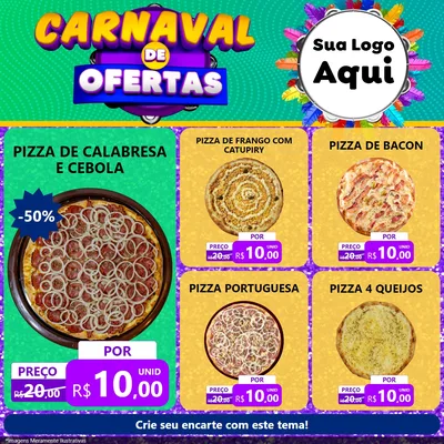 Modelo de Rede Social para Feed Facebook com o tema Carnaval de Ofertas para Pizzaria