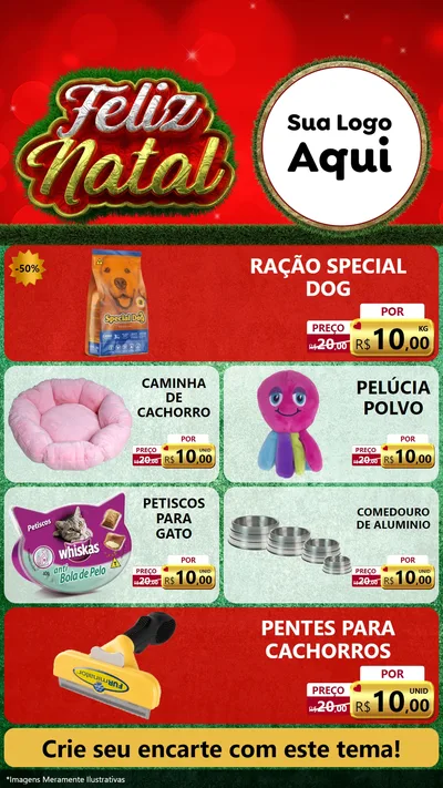 Modelo de TV para TV Vertical com o tema Feliz Natal para Pet Shop