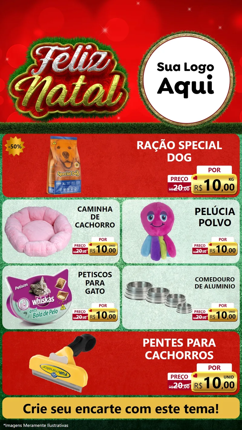 Modelo de TV para TV Vertical com o tema Feliz Natal para Pet Shop