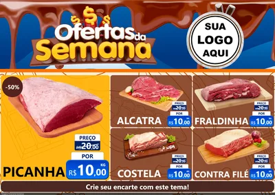 Modelo de Encarte para Encarte A4 Horizontal com o tema Ofertas da Semana - Páscoa para Açougue