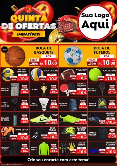 Modelo de Encarte para Encarte A4 Vertical com o tema Quinta de Ofertas Imbatíveis para Artigos Esportivos