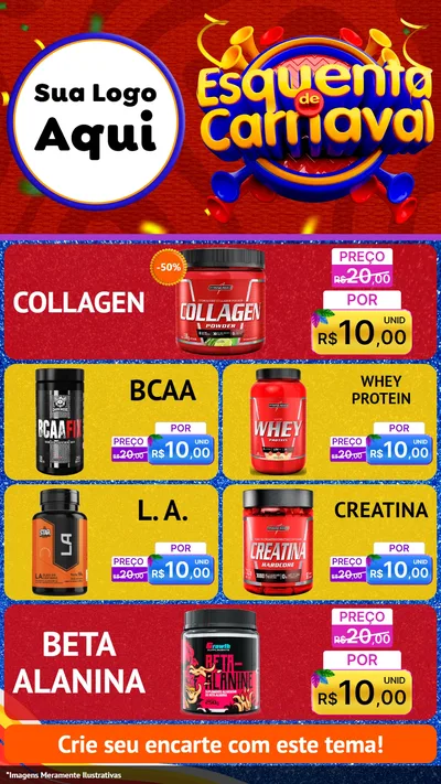 Modelo de TV para TV Vertical com o tema Esquenta de Carnaval para Suplementos alimentares