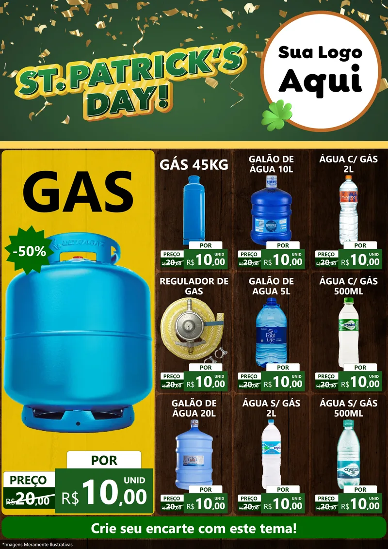 Modelo de Encarte para Encarte A4 Vertical com o tema St Patriks Day para Água e gás
