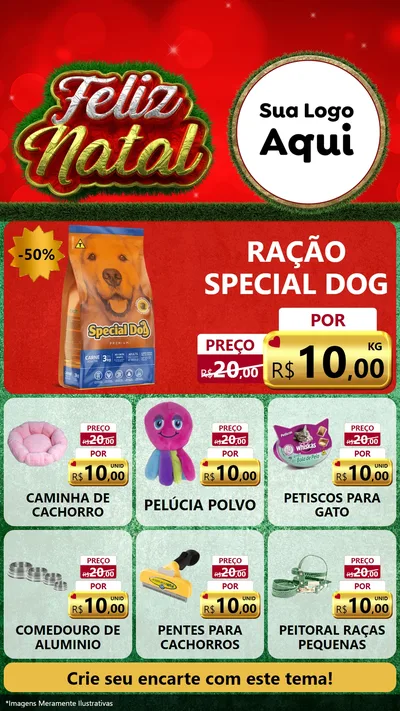 Modelo de Rede Social para Stories com o tema Feliz Natal para Pet Shop