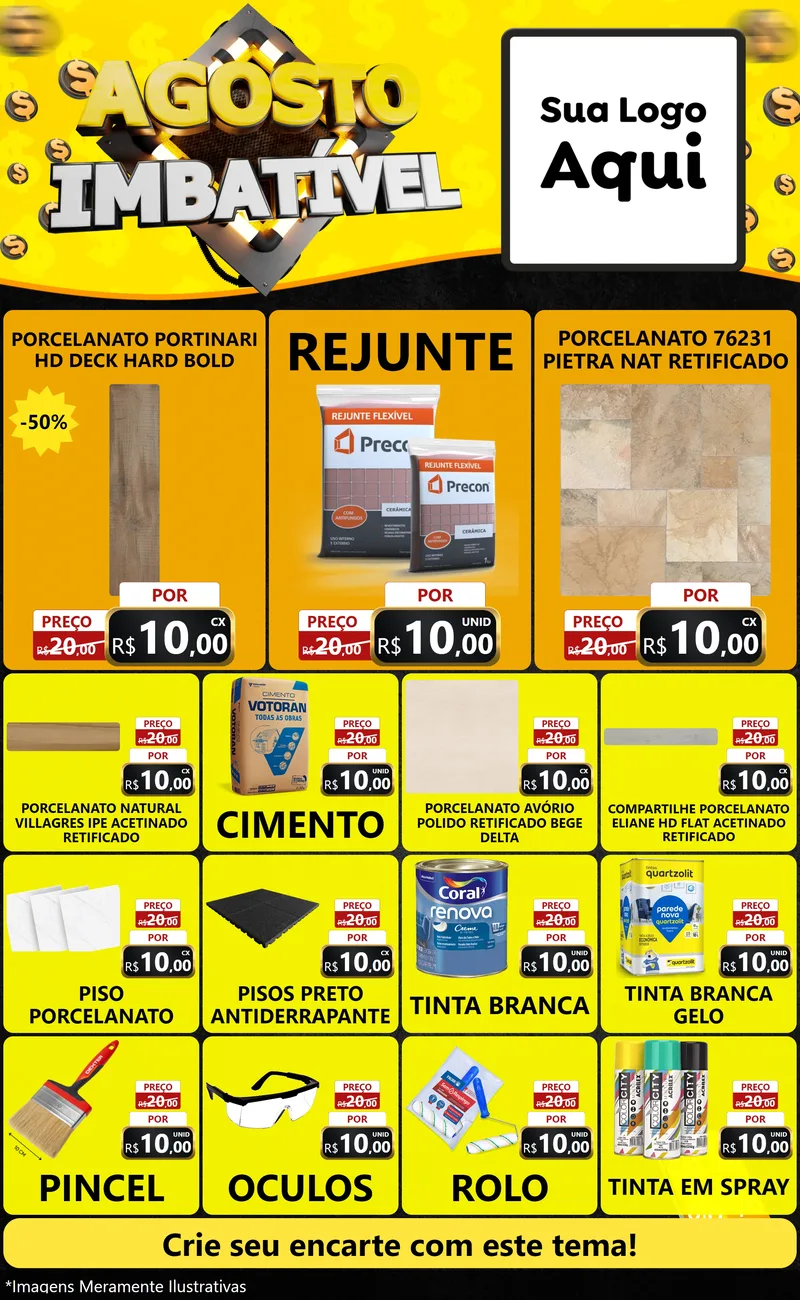 Modelo de Encarte para Encarte Grande com o tema Agosto Imbatível para Pisos e revestimentos