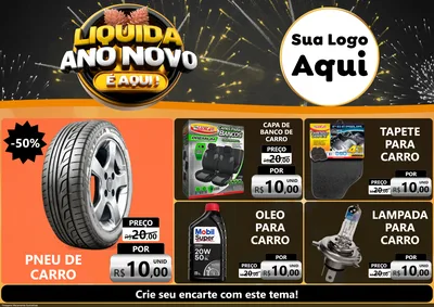 Modelo de Encarte para Encarte A4 Horizontal com o tema Liquida Ano Novo É Aqui! para Auto peças