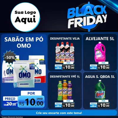 Modelo de Rede Social para Feed Facebook com o tema Black Friday para Produtos de Limpeza