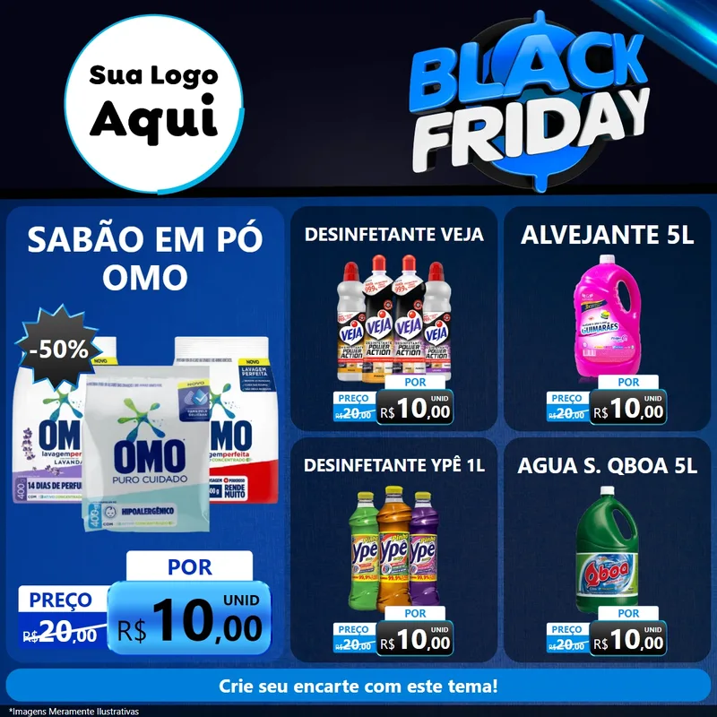Modelo de Rede Social para Feed Facebook com o tema Black Friday para Produtos de Limpeza