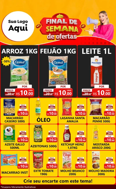 Modelo de Encarte para Encarte Grande com o tema Final de Semana de Ofertas para Supermercado