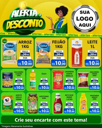 Modelo de Rede Social para Feed Instagram com o tema Alerta de Desconto para Supermercado