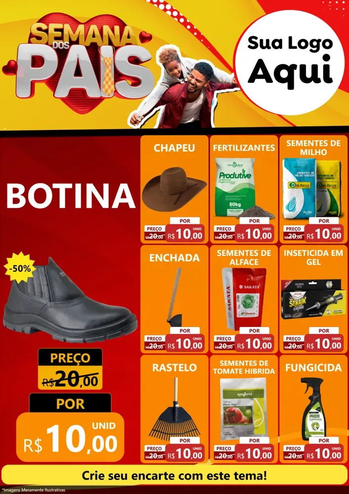 Modelo de Encarte para Encarte A4 Vertical com o tema Semana Dos Pais para Agropecuária