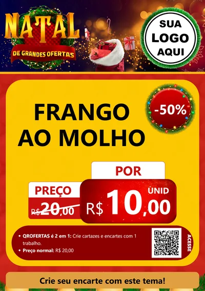 Modelo de Cartaz para Cartaz A4 Vertical com o tema Natal de Grandes Ofertas para Restaurante