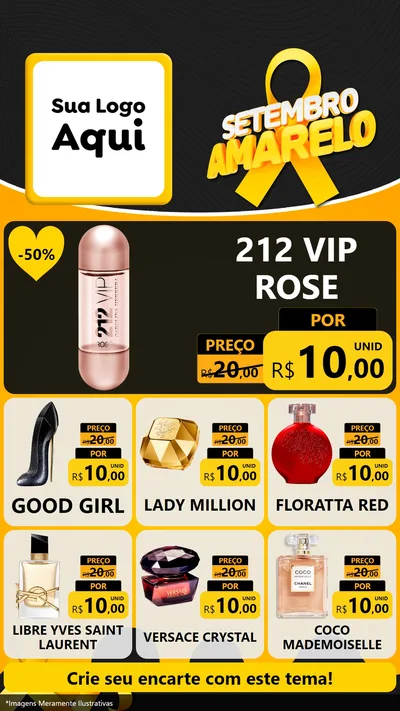 Modelo de Rede Social para Stories com o tema Setembro Amarelo para Perfumes