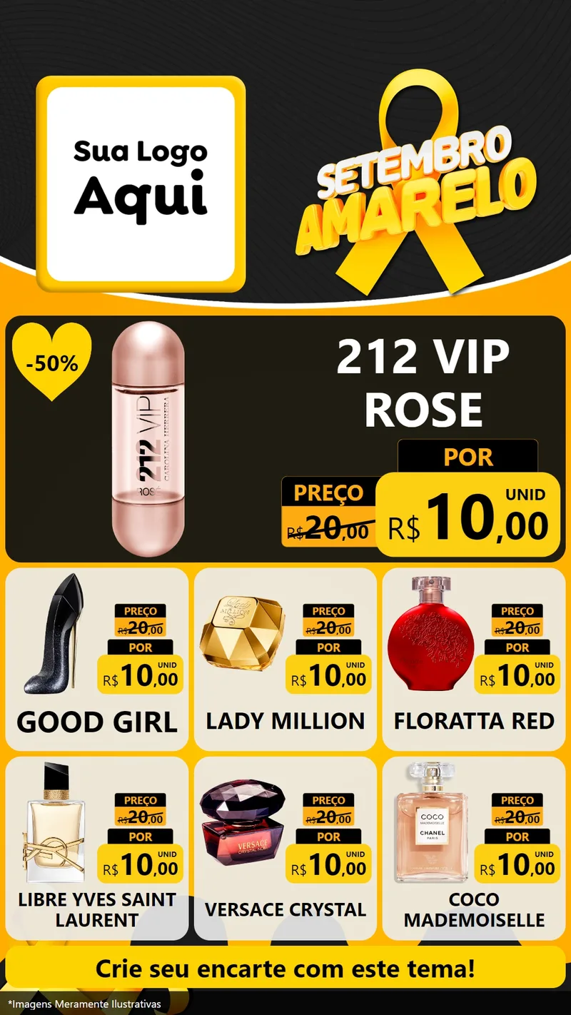 Modelo de Rede Social para Stories com o tema Setembro Amarelo para Perfumes