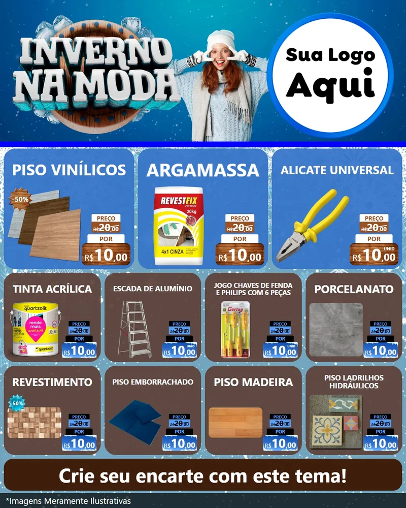 Modelo de Rede Social para Feed Instagram com o tema Inverno na Moda para Material para Construção