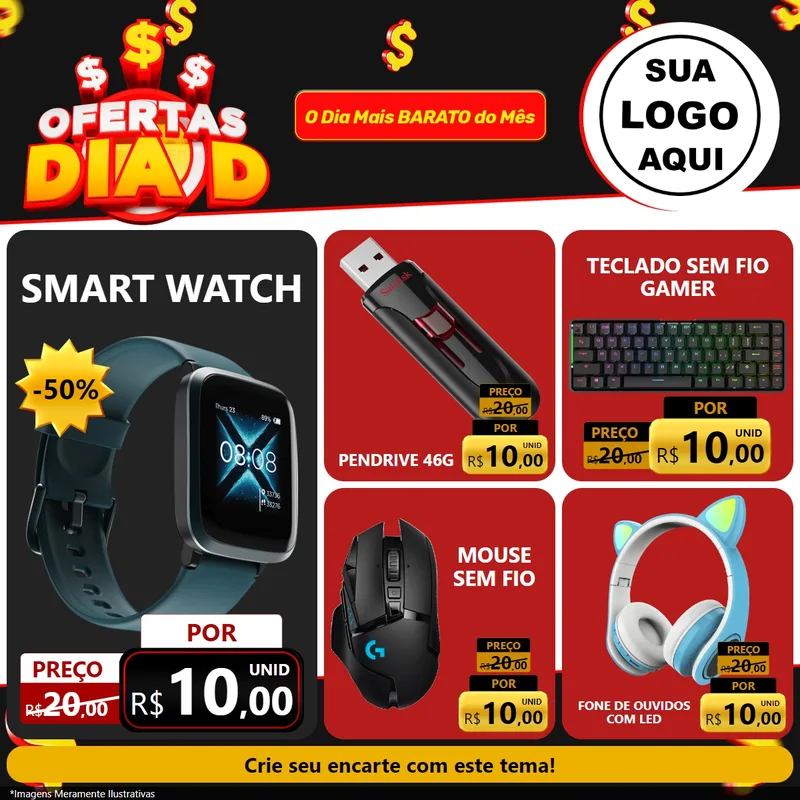 Modelo de Rede Social para Feed Facebook com o tema Ofertas Dia D para Informática