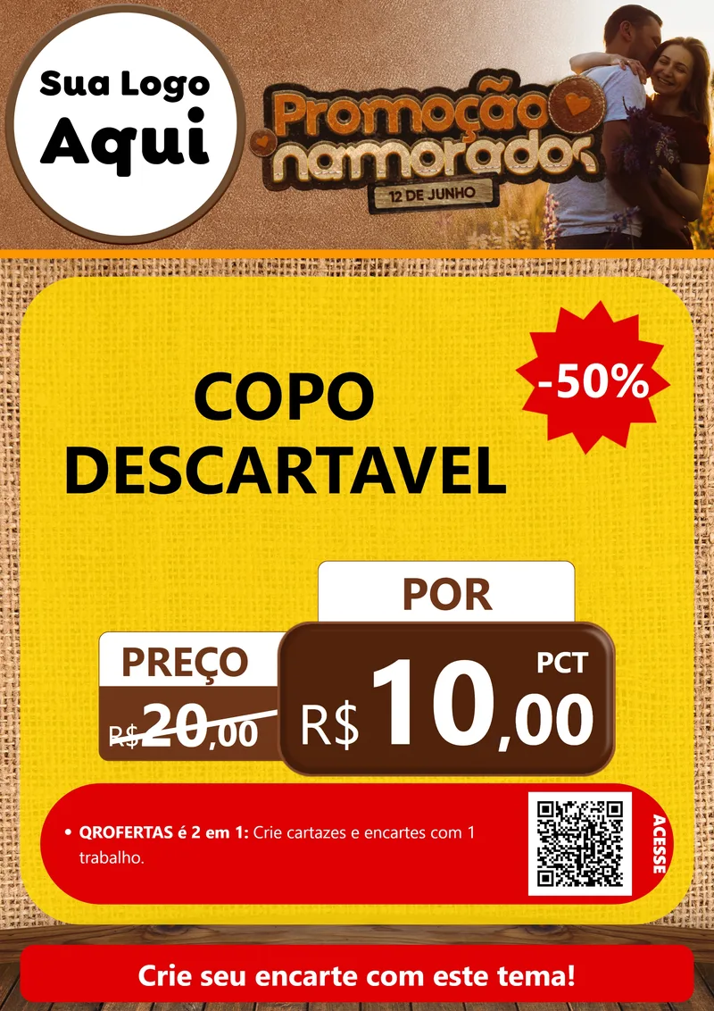 Modelo de Cartaz para Cartaz A4 Vertical com o tema Promoção Namorados para Embalagens