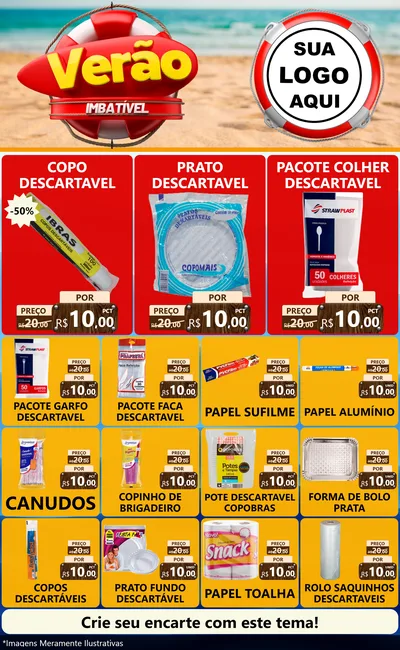 Modelo de Encarte para Encarte Grande com o tema Verão Imbatível para Embalagens