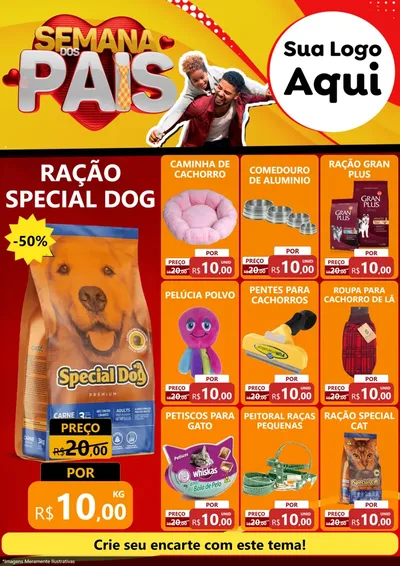 Modelo de Encarte para Encarte A4 Vertical com o tema Semana Dos Pais para Pet Shop