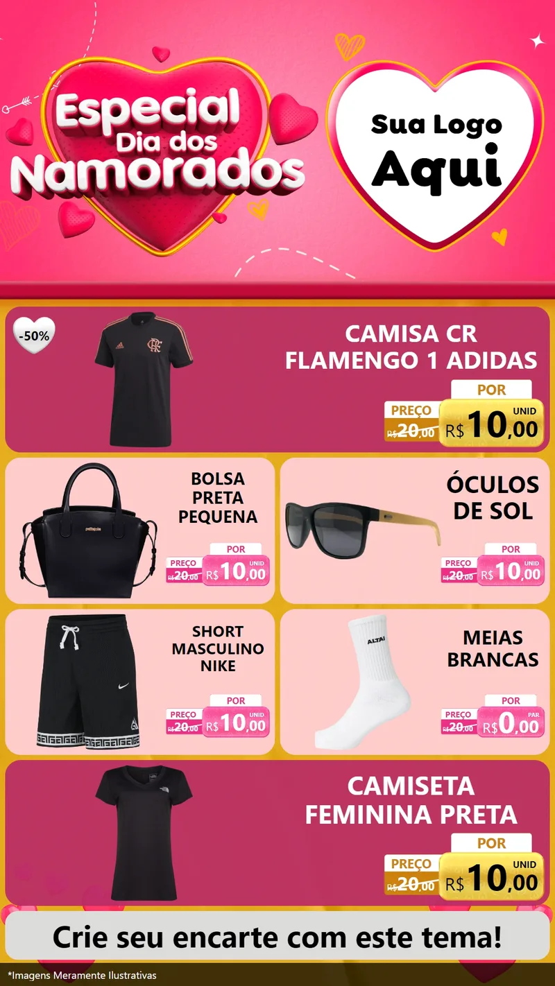 Modelo de TV para TV Vertical com o tema Especial Dia dos Namorados para Roupas e acessórios