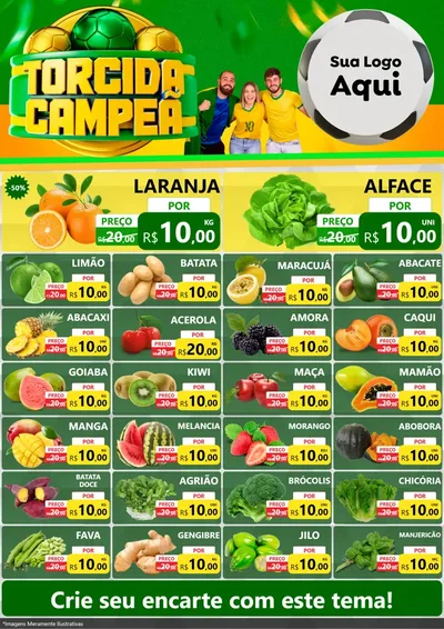 Modelo de Encarte para Encarte A4 Vertical com o tema Torcida Campeã - Copa para Hortifrúti