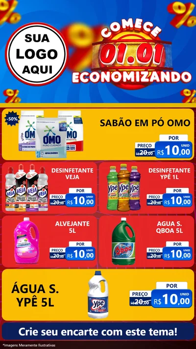 Modelo de TV para TV Vertical com o tema Comece 1º de Janeiro Economizando para Produtos de Limpeza