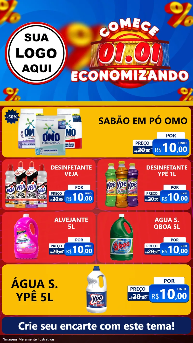 Modelo de TV para TV Vertical com o tema Comece 1º de Janeiro Economizando para Produtos de Limpeza