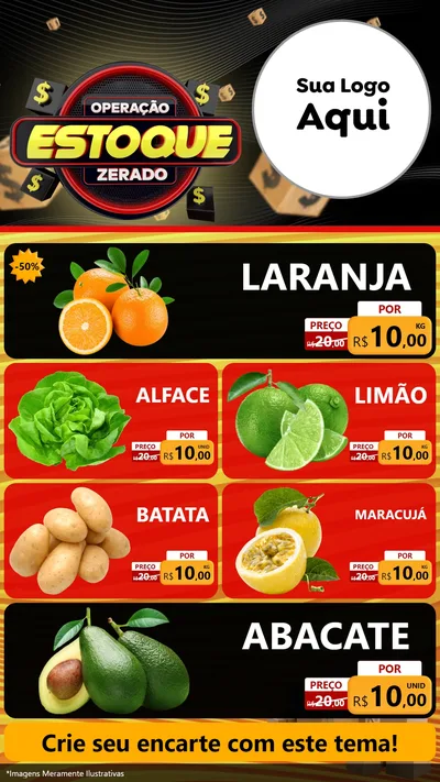 Modelo de TV para TV Vertical com o tema Operação Estoque Zerado para Hortifrúti