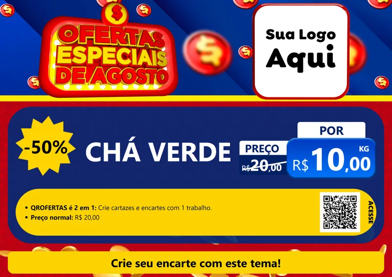 Modelo de Cartaz para Cartaz A4 Horizontal com o tema Ofertas Especiais de Agosto para Produtos Naturais