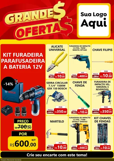 Modelo de Encarte para Encarte A4 Vertical com o tema Grandes Ofertas para Maquinas e Ferramentas