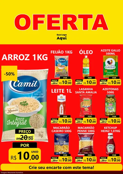 Modelo de Encarte para Encarte A4 Vertical com o tema OFERTA - Vermelho Cartaz para Supermercado