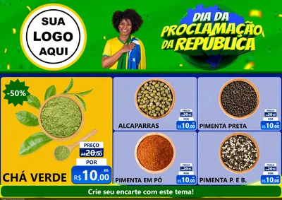 Modelo de Encarte para Encarte A4 Horizontal com o tema Dia Da Proclamação Da República para Produtos Naturais