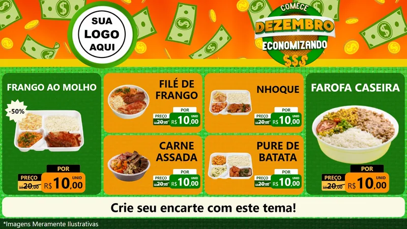 Modelo de TV para TV Horizontal com o tema Comece Dezembro Economizando para Restaurante