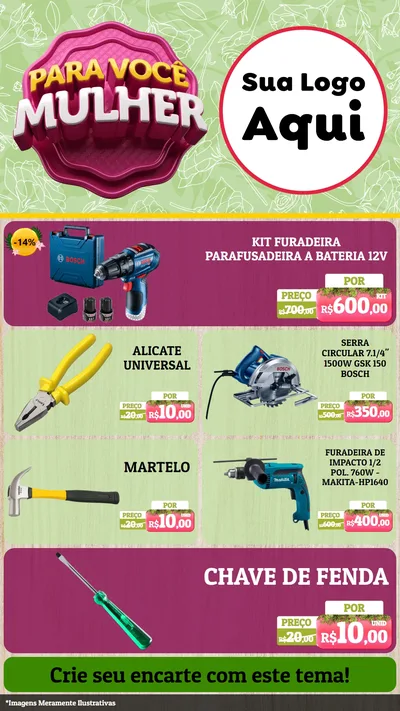 Modelo de TV para TV Vertical com o tema Para Você Mulher para Maquinas e Ferramentas