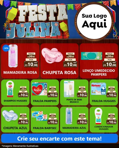 Modelo de Rede Social para Feed Instagram com o tema Festa Julina para Bebês