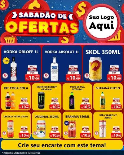 Modelo de Rede Social para Feed Instagram com o tema Sabadão de Ofertas para Distribuidora de bebidas