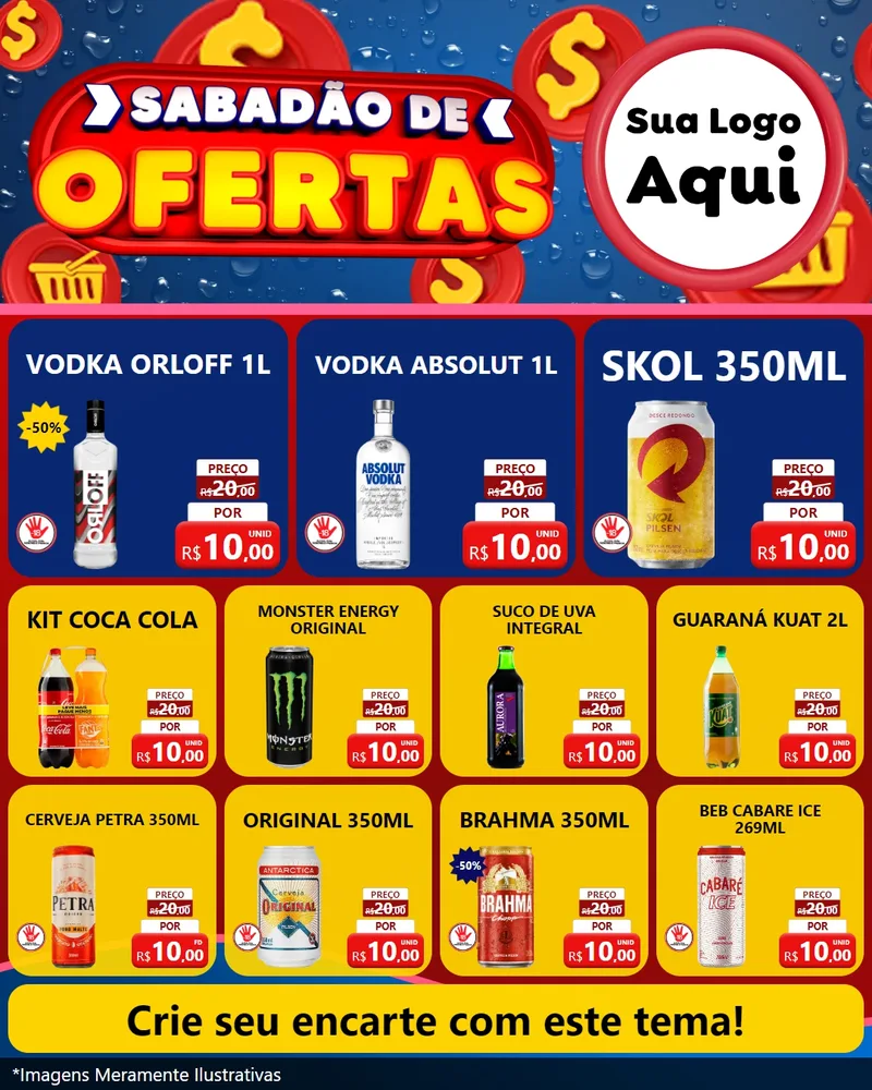 Modelo de Rede Social para Feed Instagram com o tema Sabadão de Ofertas para Distribuidora de bebidas