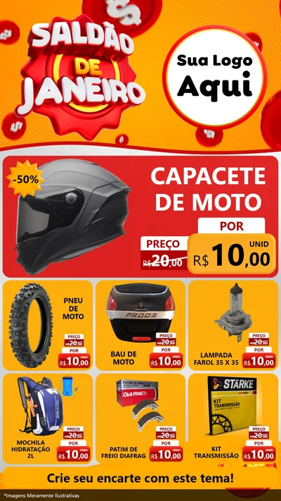 Modelo de Rede Social para Stories com o tema Saldão de Janeiro para Moto peças