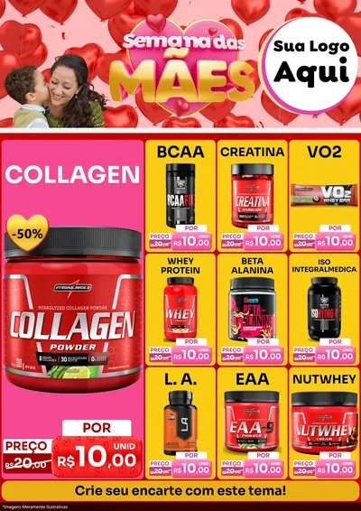 Modelo de Encarte para Encarte A4 Vertical com o tema Semana Das Mães para Suplementos alimentares