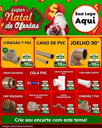 Modelo de Rede Social para Feed Instagram com o tema Super Natal de Ofertas para Tubos e conexões