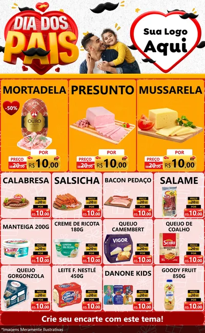 Modelo de Encarte para Encarte Grande com o tema Dia dos Pais para Frios e Laticínios
