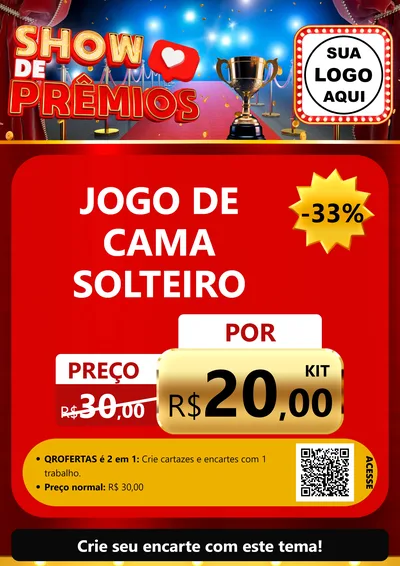 Modelo de Cartaz para Cartaz A4 Vertical com o tema Show de Prêmios para Cama, Mesa e Banho
