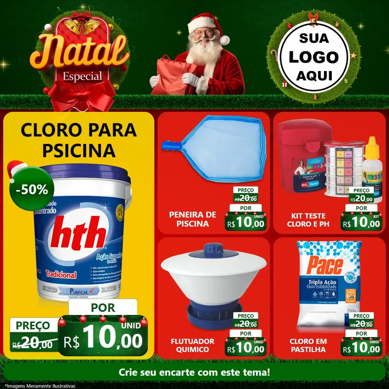 Modelo de Rede Social para Feed Facebook com o tema Natal Especial para Produtos para Piscina