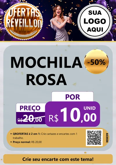 Modelo de Cartaz para Cartaz A4 Vertical com o tema Ofertas de Réveillon para Papelaria